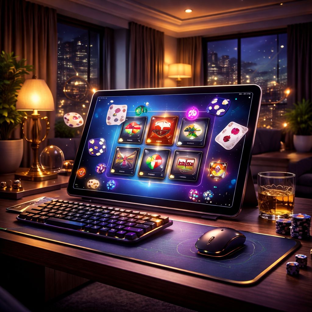 Modern digital gaming setup with colorful casino visuals and a sleek interface representing SHUVO777 platform quality